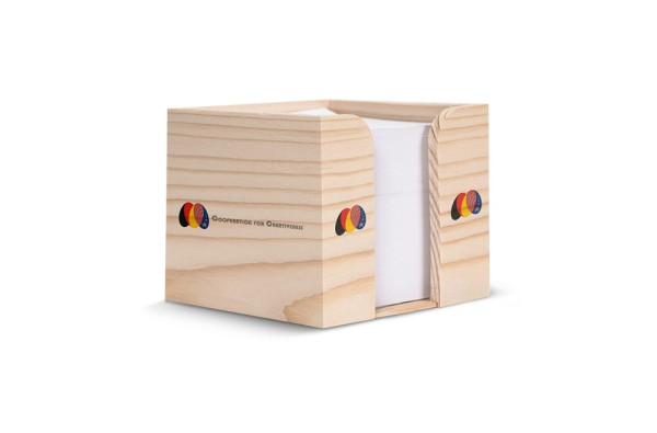 Kubushouder hout met recycled papier 650 vellen 10x10x8.5cm